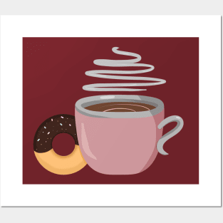 Coffee & Frosted Doughnut Posters and Art